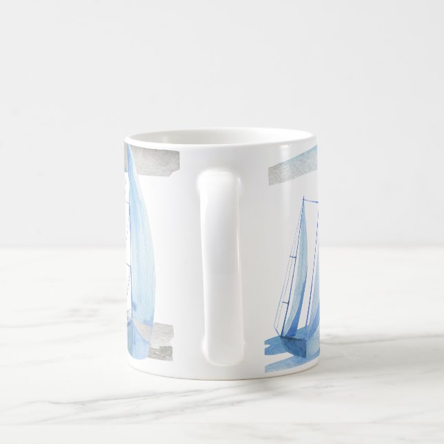 Sailboat mug: Watercolor pattern Coffee Mug (Handle)
