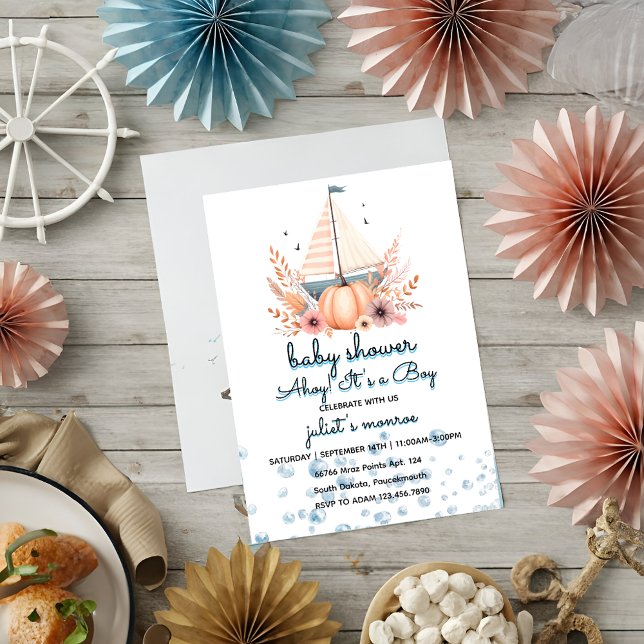 sailboat Nautical Baby Shower pregnancy Invitation (Creator Uploaded)