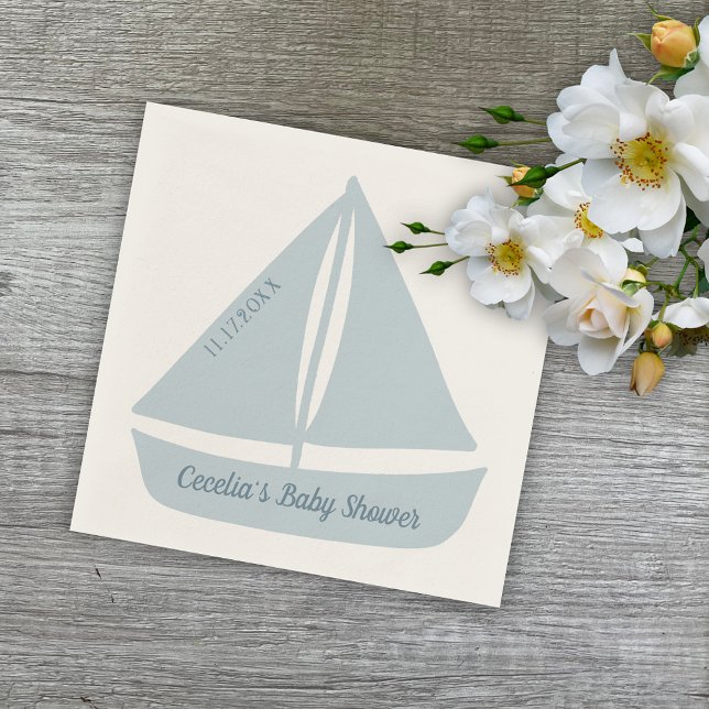 Sailboat Nautical Boy Baby Shower Napkin (Creator Uploaded)