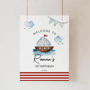 Sailboat Nautical Boy Welcome Sign