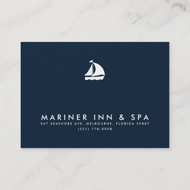 Sailboat Navy Blue Business Gift Certificate (Back)
