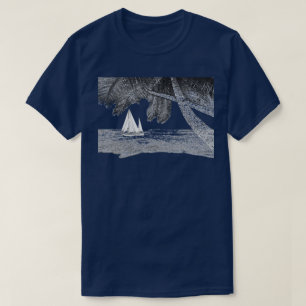 Sailboat Ocean Beach Palm Tree T-Shirt