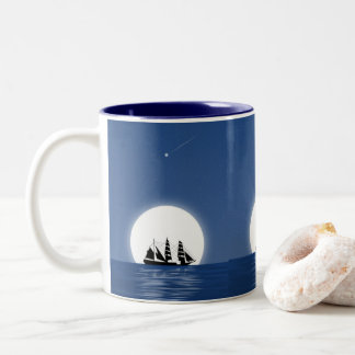 Sailboat on a Moonlit Night Two-Tone Coffee Mug