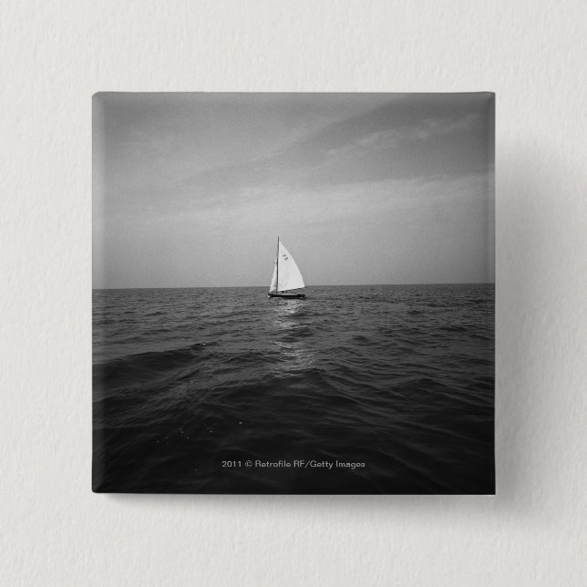 Sailboat on ocean 15 cm square badge (Front)