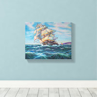 Sailboat on Rough Waters Fine Art Painting 10x8