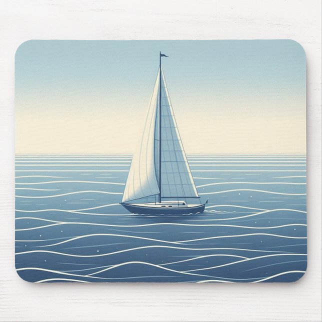 Sailboat on the high seas  mouse pad (Front)