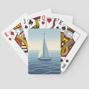 Sailboat on the high seas  playing cards