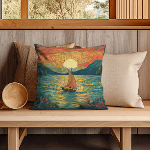 Sailboat On The Lake Cushion