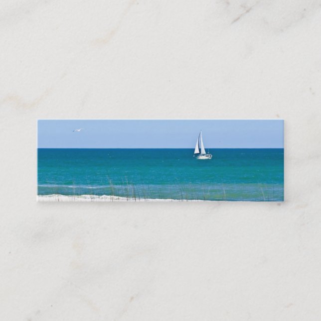 Sailboat on the sea mini business card (Front)