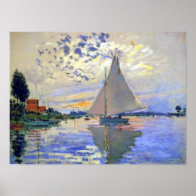 Sailboat on the Seine River Poster (Front)