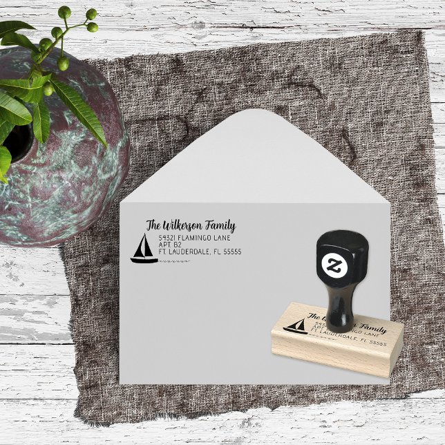 Sailboat on the Water Family Name Rubber Stamp (Creator Uploaded)