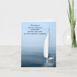 Sailboat On Water for Sympathy Thank You Card