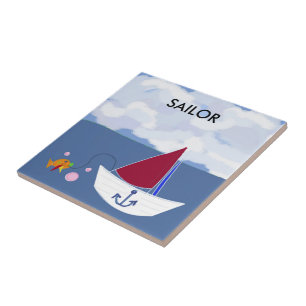 Sailboat Out on the Ocean Tile