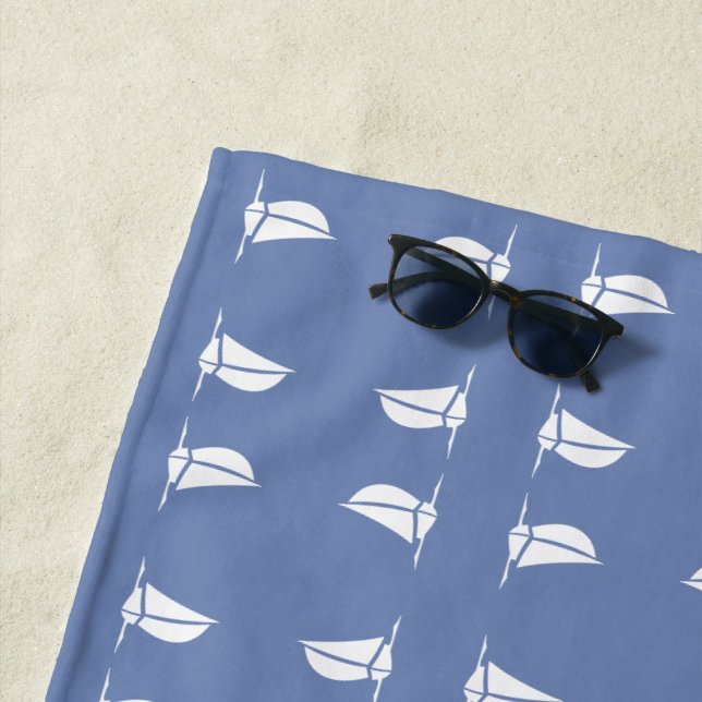 Sailboat Outline Beach Towel (In Situ)