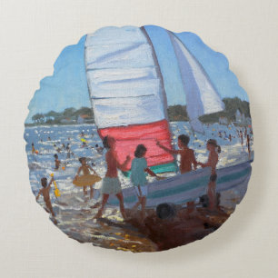 Sailboat Palais Sur Mer 2008 Round Cushion
