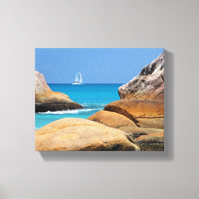 Sailboat Passing By the Beach  Canvas Print (Front)