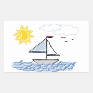 Sailboat Pastels Rectangular Sticker