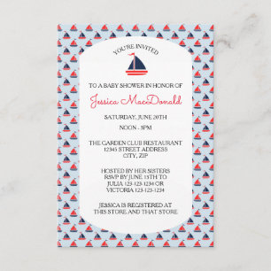 Sailboat Pattern - 3x5 Baby Shower Invitation