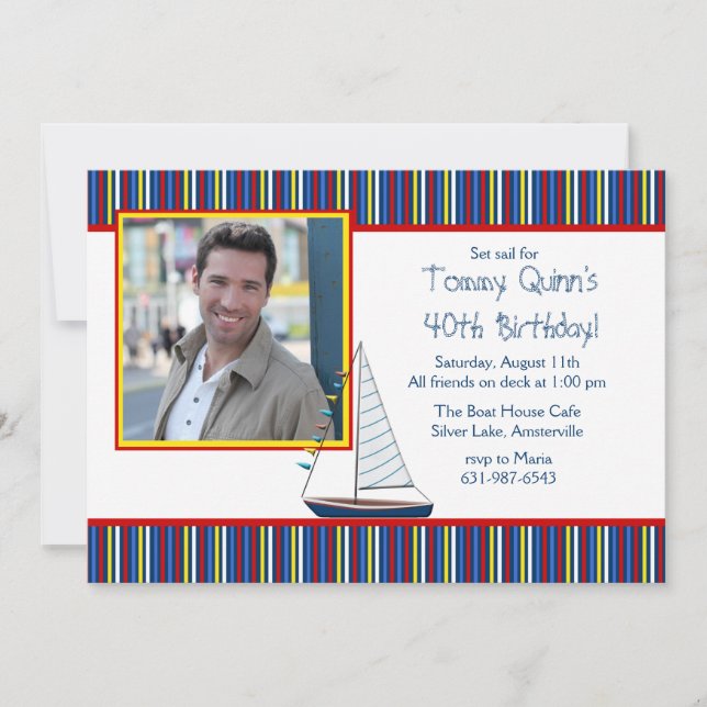 Sailboat Photo Invitation (Front)