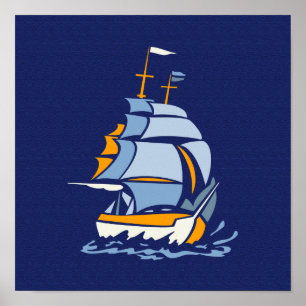 Sailboat poster, customisable poster