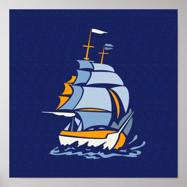 Sailboat poster, customisable poster (Front)