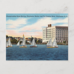 Sailboat Racing, Charleston Harbour, South Carolin Postcard