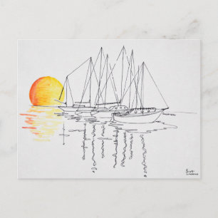 Sailboat Reflection Concarneau, Brittany Postcard