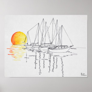 Sailboat Reflection Concarneau, Brittany Poster
