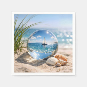 Sailboat Reflection In Glass Sphere Napkin