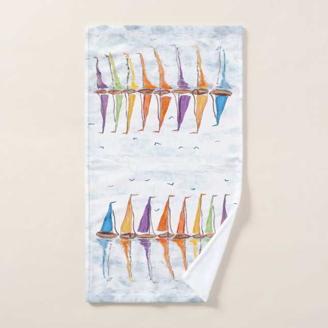 Sailboat Reflections Hand Towel (Hand Towel)