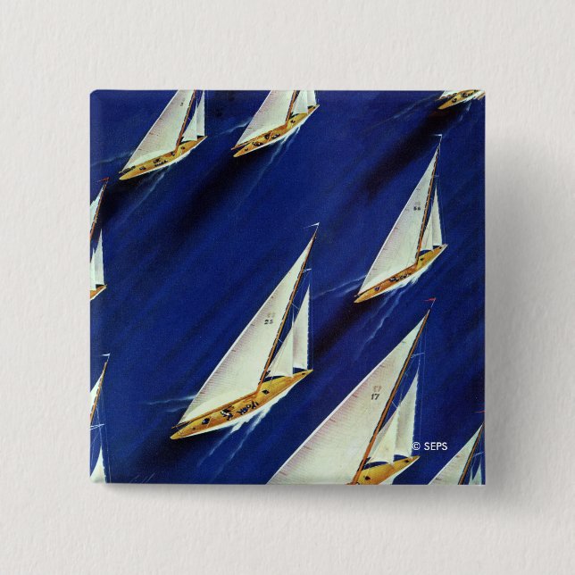 Sailboat Regatta by Ski Weld 15 Cm Square Badge (Front)
