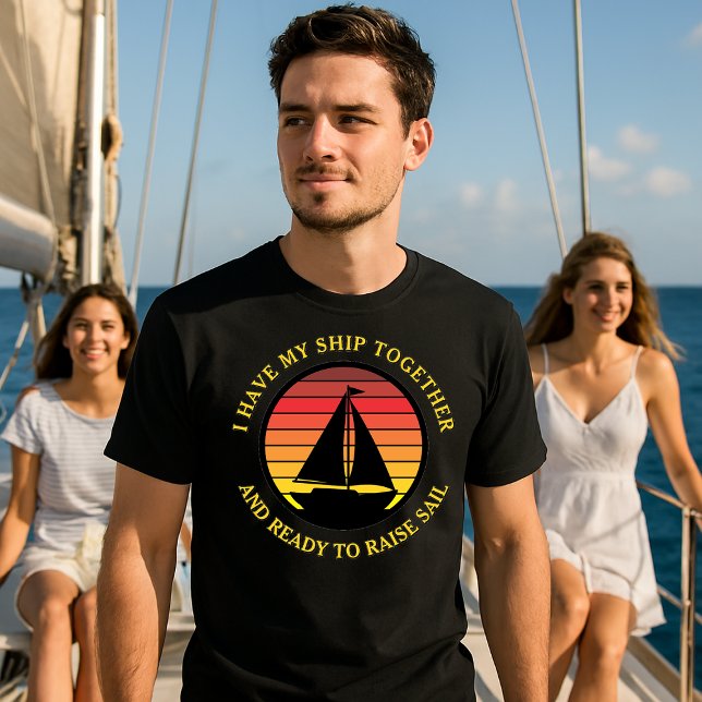 Sailboat & Retro Sunset Sailing Template T-Shirt (Creator Uploaded)
