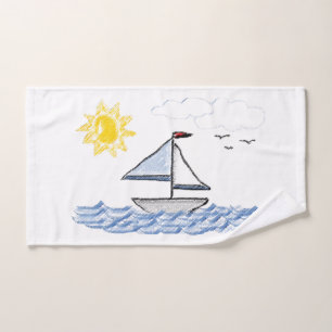 Sailboat Sailing Animated Kids Bath Towel Set