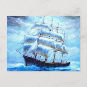 Sailboat sailing in the sea postcard