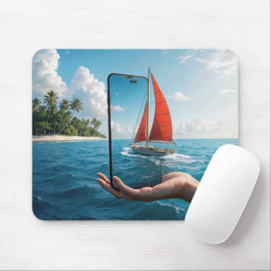 Sailboat Sailing Into a Smartphone Mouse Pad