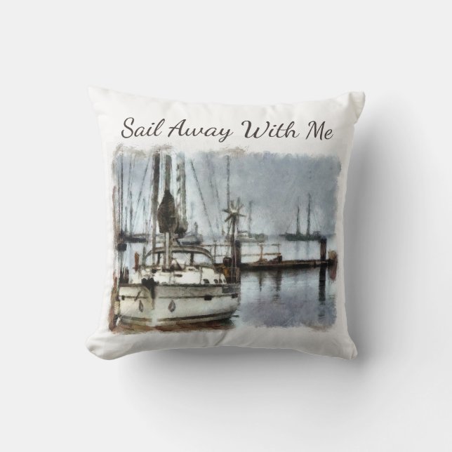Sailboat Sailing Nautical Theme Cushion (Front)