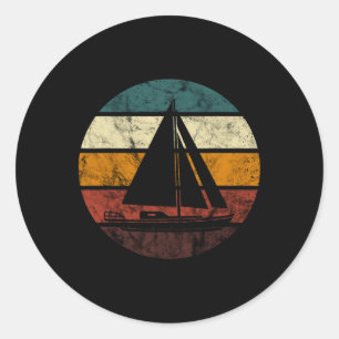Sailboat Sailing Retro Vintage Sail Boat Sailor Bo Classic Round Sticker