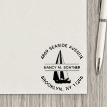 Sailboat Sailing Return Address Self Inking Stamp