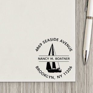 Sailboat Sailing Return Address Self Inking Stamp