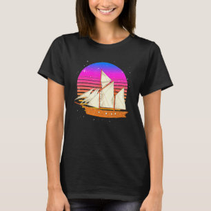 Sailboat Sailor 90s Vaporwave Sunset Retro Sailing T-Shirt