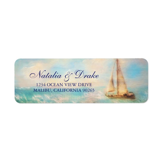 Sailboat & Sea | Nautical Wedding Return Address (Front)
