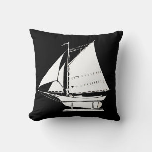 sailboat silhouette print cushion