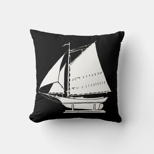 sailboat silhouette print cushion (Front)