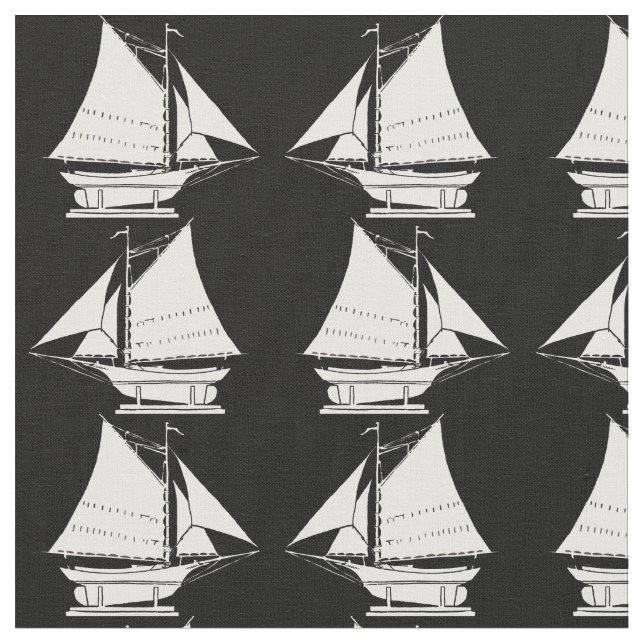 sailboat silhouette print fabric (Close Up)