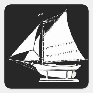 sailboat silhouette square sticker