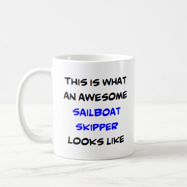 sailboat skipper, awesome coffee mug (Left)