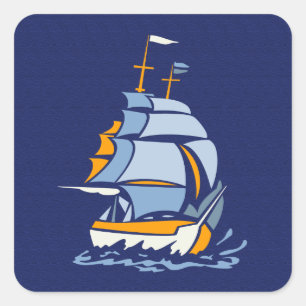Sailboat stickers, customisable square sticker