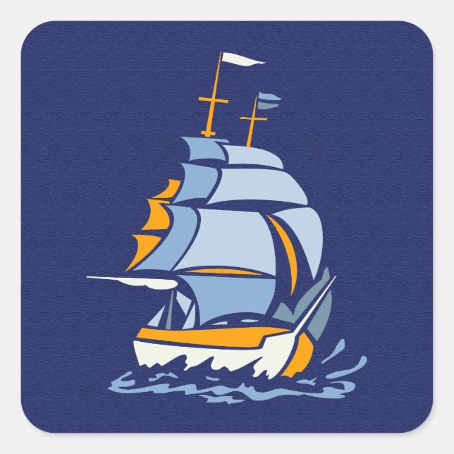 Sailboat stickers, customisable square sticker (Front)