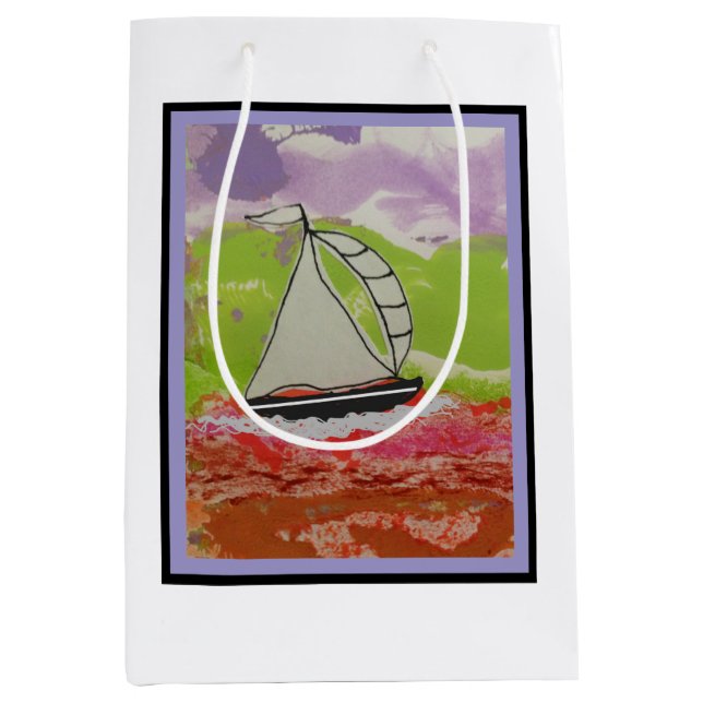 Sailboat Striped Jib Medium Gift Bag (Front)