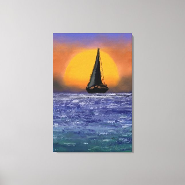 Sailboat Sunset Canvas Print - Painting (Front)